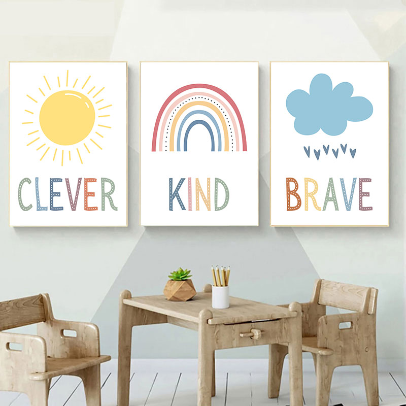 Kids Education Nursery - Quadro Decorativo de Parede com Citações