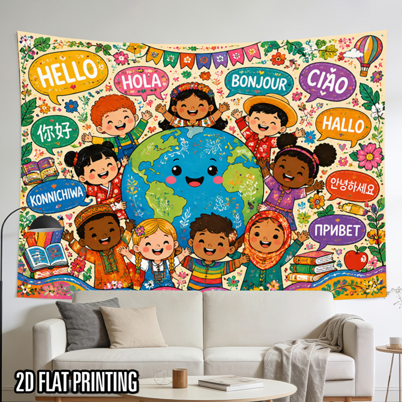 Kids Education Nursery - Tapete com Mapa Mundi e Saudações