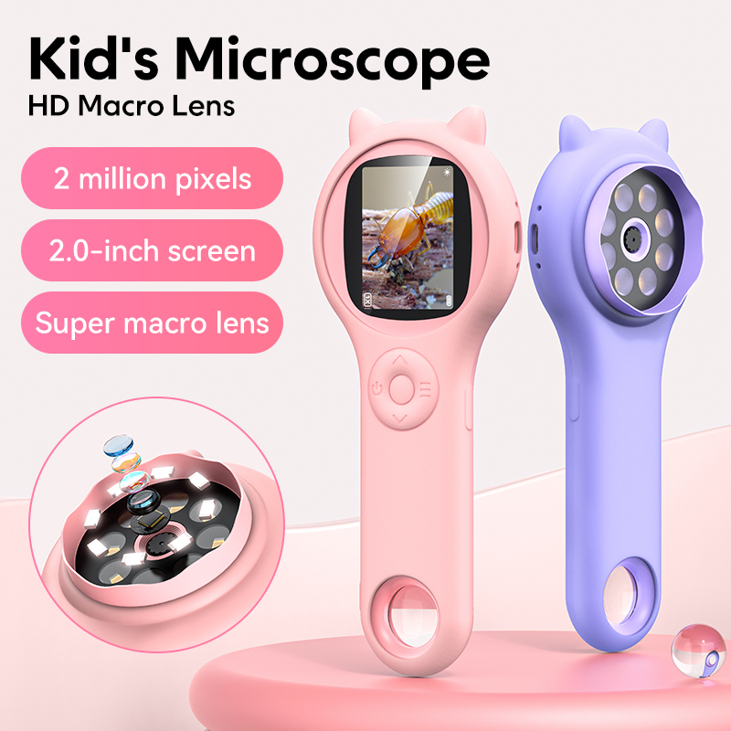 Kids Education World - Microscópio óptico infantil, 200 megapixels, com
