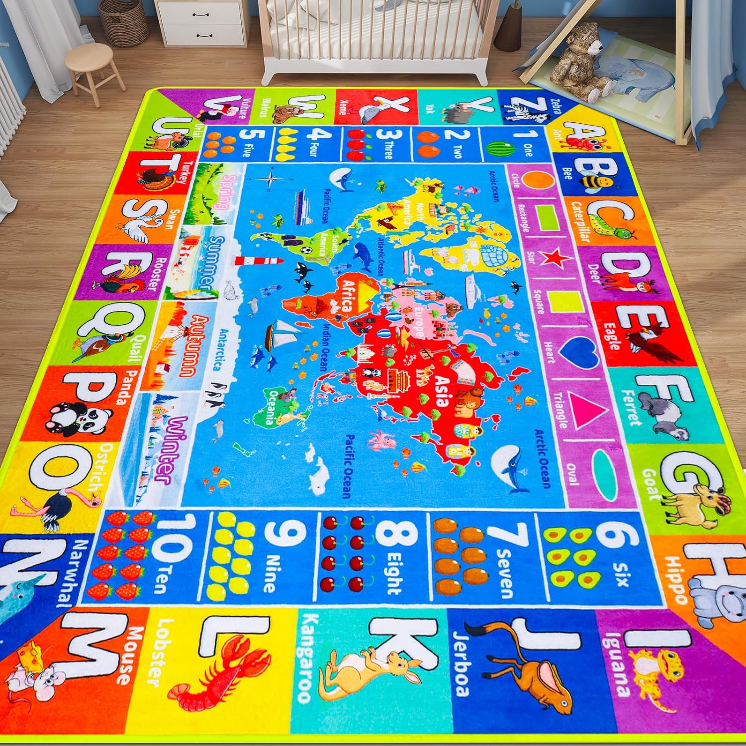 Kids Education World - Tapete de Brincar Divertido com Letras