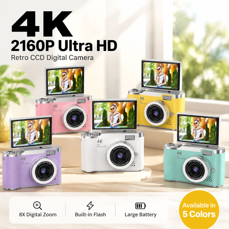 Kids Educational Videos - Câmera Digital com Zoom Digital 8X,
