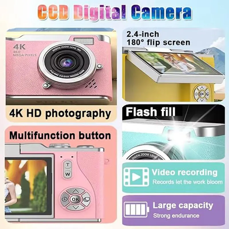 Câmera Digital 4K 48MP, Câmera - Kids Educational Videos avaliação e preço